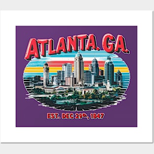 atlanta georgia Souvenir Vintage Nostalgic Cityscape tee Posters and Art